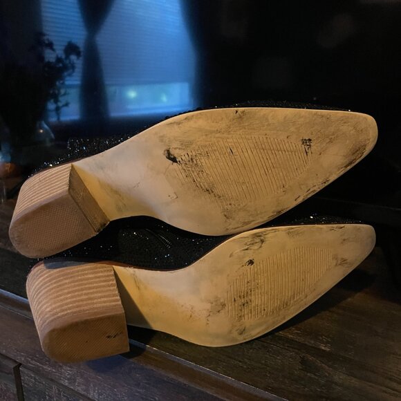 Black Sparkly Zip Boots Size 9 - Picture 3 of 4